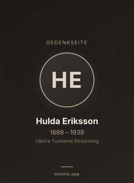 Gedenkportrait von Hulda Eriksson