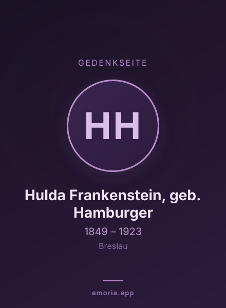 Gedenkportrait von Hulda Frankenstein, geb. Hamburger