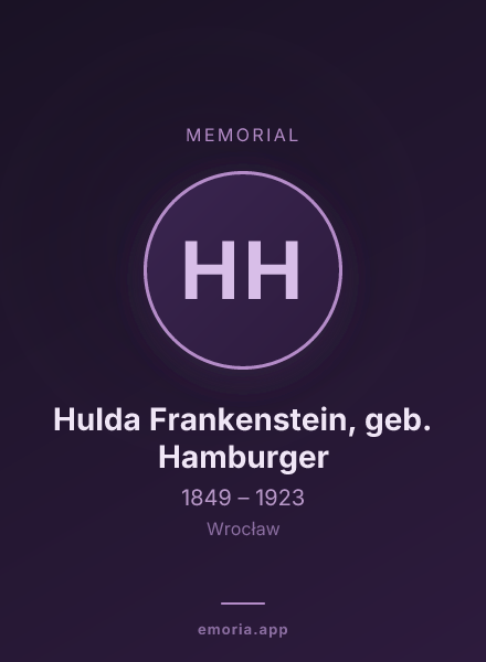 Memorial portrait of Hulda Frankenstein, geb. Hamburger