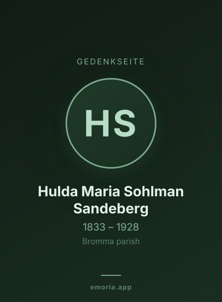 Gedenkportrait von Hulda Maria Sohlman Sandeberg