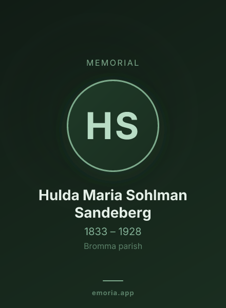 Memorial portrait of Hulda Maria Sohlman Sandeberg