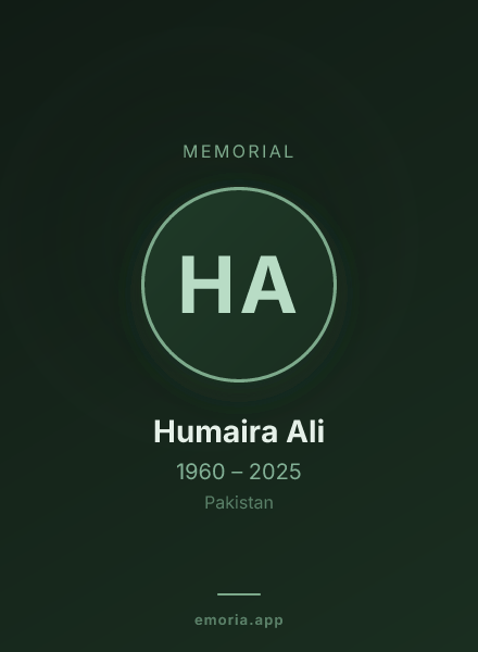 Memorial portrait of Humaira Ali