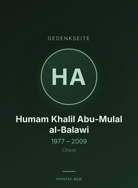 Gedenkportrait von Humam Khalil Abu-Mulal al-Balawi