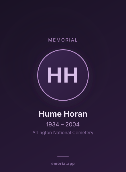 Memorial portrait of Hume Horan