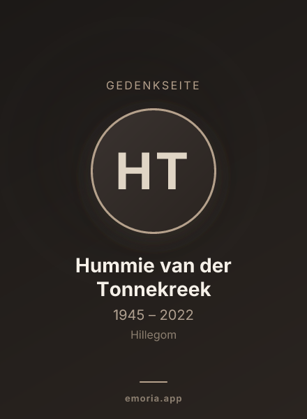 Gedenkportrait von Hummie van der Tonnekreek