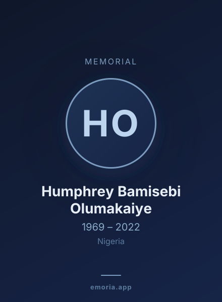 Memorial portrait of Humphrey Bamisebi Olumakaiye