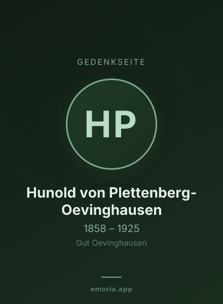 Gedenkportrait von Hunold von Plettenberg-Oevinghausen