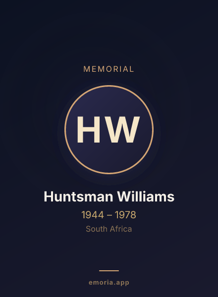 Memorial portrait of Huntsman Williams
