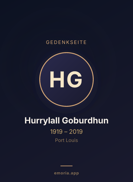 Gedenkportrait von Hurrylall Goburdhun