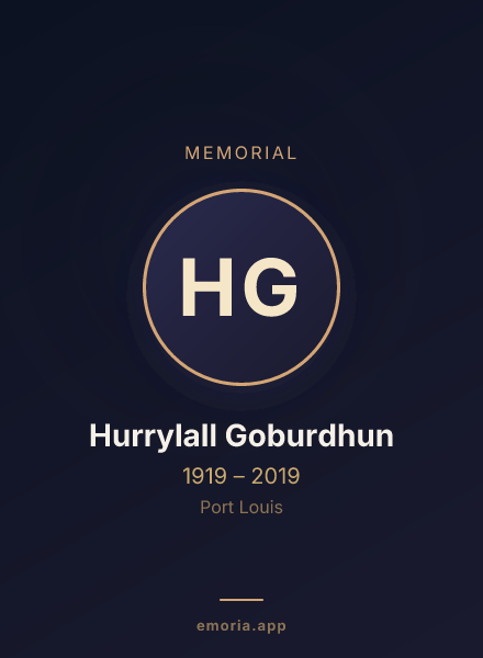 Memorial portrait of Hurrylall Goburdhun