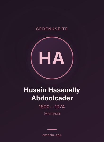Gedenkportrait von Husein Hasanally Abdoolcader