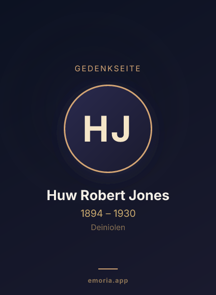 Gedenkportrait von Huw Robert Jones