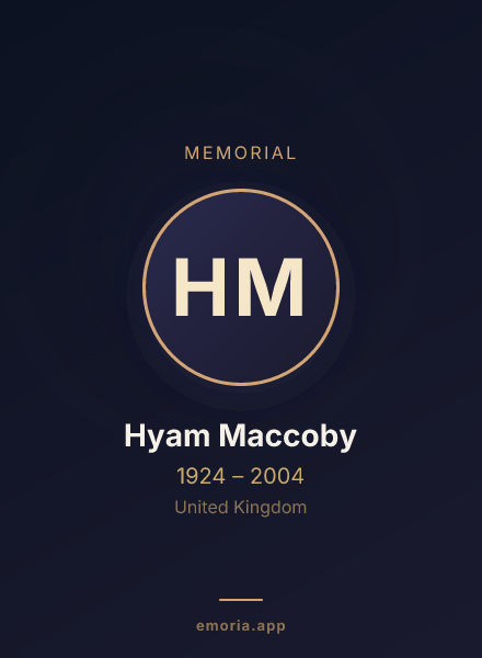 Memorial portrait of Hyam Maccoby