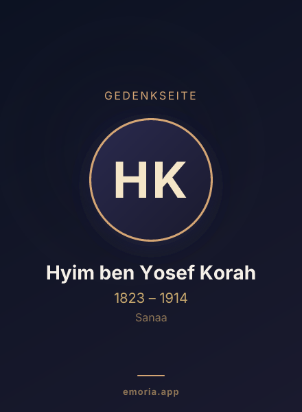 Gedenkportrait von Hyim ben Yosef Korah
