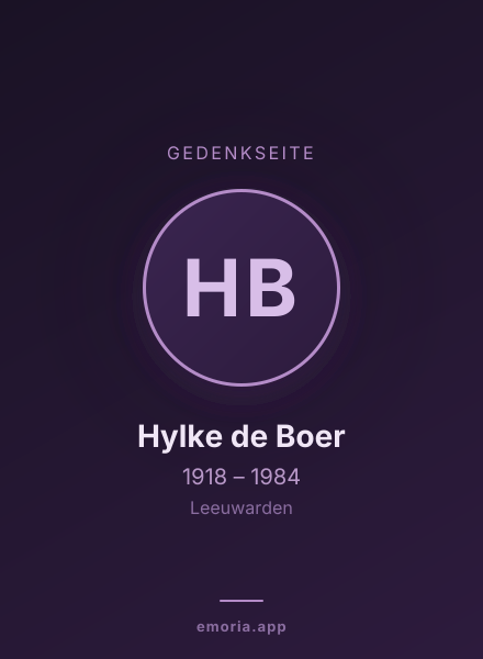 Gedenkportrait von Hylke de Boer