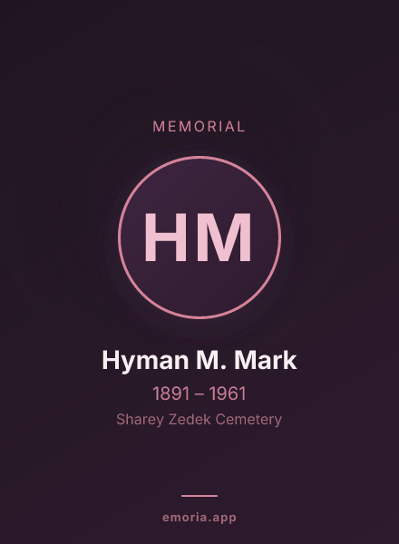 Memorial portrait of Hyman M. Mark