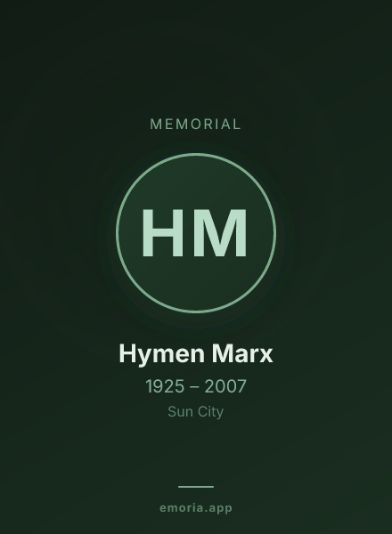Memorial portrait of Hymen Marx
