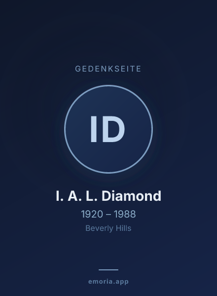 Gedenkportrait von I. A. L. Diamond
