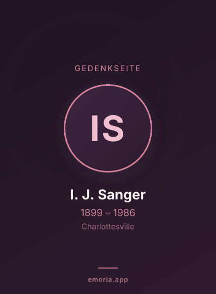 Gedenkportrait von I. J. Sanger