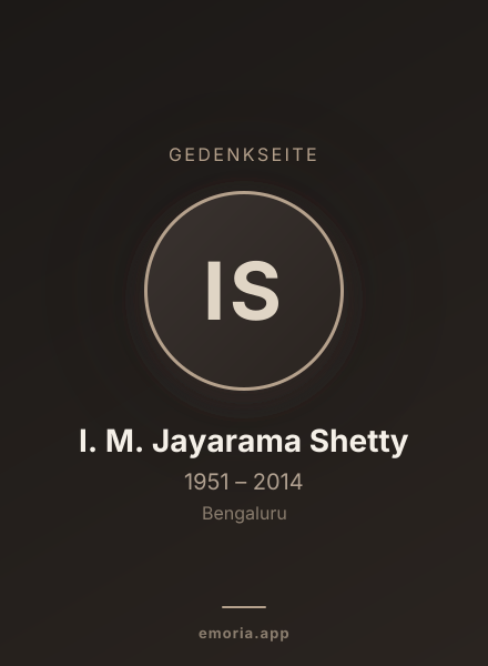 Gedenkportrait von I. M. Jayarama Shetty