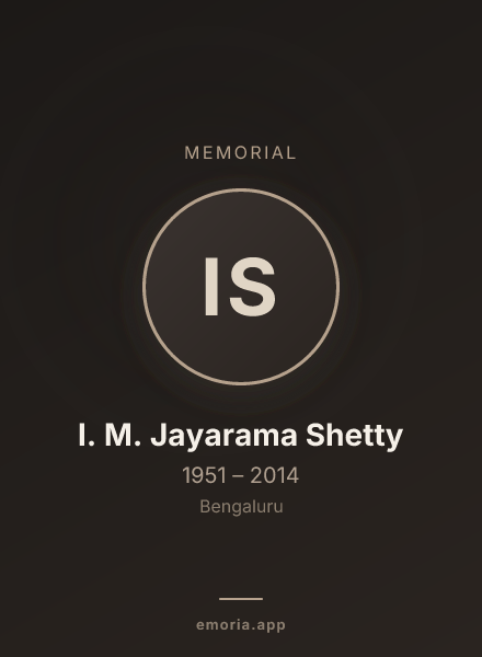 Memorial portrait of I. M. Jayarama Shetty
