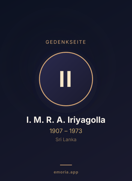Gedenkportrait von I. M. R. A. Iriyagolla