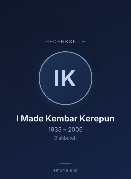 Gedenkportrait von I Made Kembar Kerepun