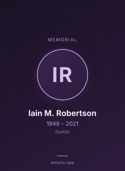 Memorial portrait of Iain M. Robertson