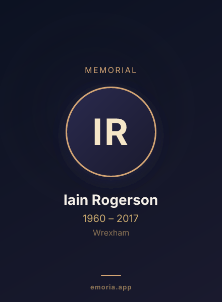 Memorial portrait of Iain Rogerson