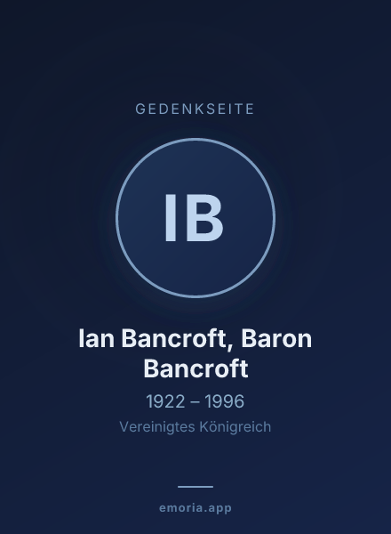 Gedenkportrait von Ian Bancroft, Baron Bancroft