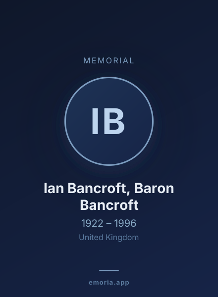 Memorial portrait of Ian Bancroft, Baron Bancroft