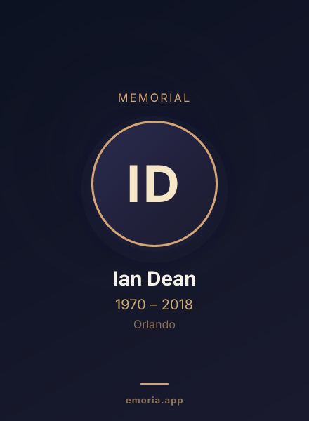 Memorial portrait of Ian Dean