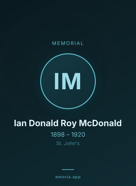 Memorial portrait of Ian Donald Roy McDonald