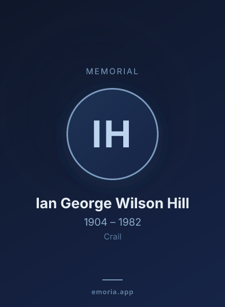 Memorial portrait of Ian George Wilson Hill
