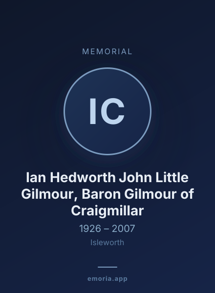 Memorial portrait of Ian Hedworth John Little Gilmour, Baron Gilmour of Craigmillar