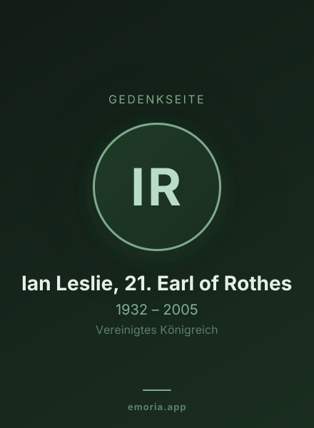 Gedenkportrait von Ian Leslie, 21. Earl of Rothes