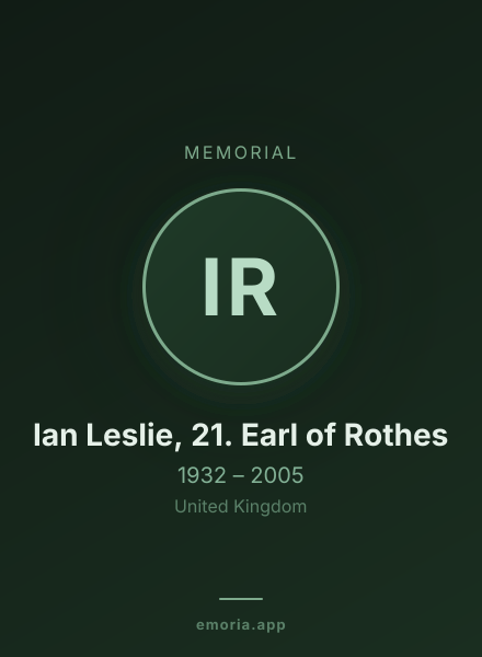Memorial portrait of Ian Leslie, 21. Earl of Rothes