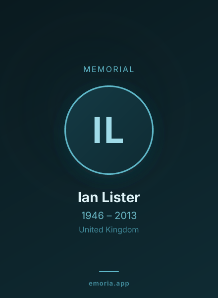 Memorial portrait of Ian Lister