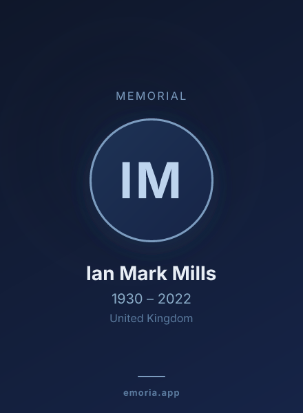 Memorial portrait of Ian Mark Mills