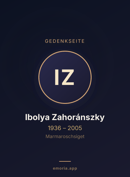 Gedenkportrait von Ibolya Zahoránszky