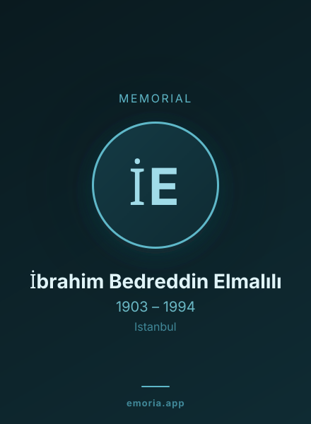 Memorial portrait of İbrahim Bedreddin Elmalılı