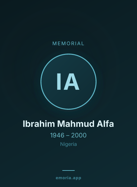 Memorial portrait of Ibrahim Mahmud Alfa