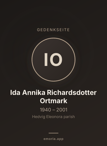 Gedenkportrait von Ida Annika Richardsdotter Ortmark