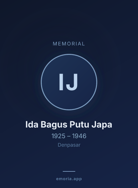 Memorial portrait of Ida Bagus Putu Japa