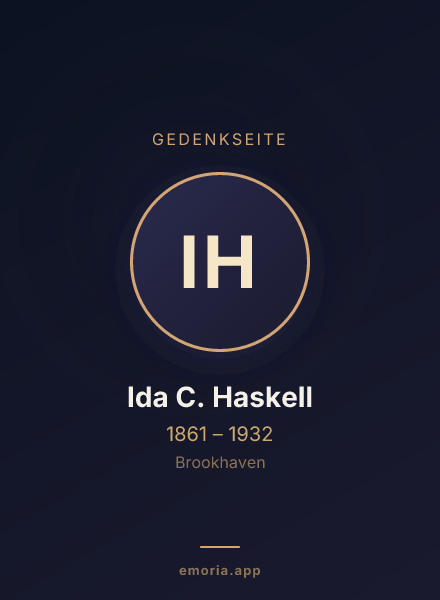 Gedenkportrait von Ida C. Haskell