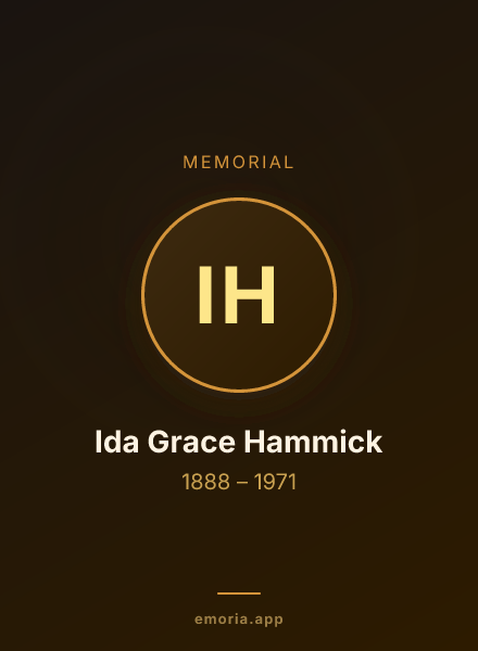 Memorial portrait of Ida Grace Hammick