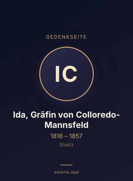 Gedenkportrait von Ida, Gräfin von Colloredo-Mannsfeld