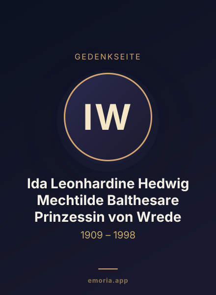 Gedenkportrait von Ida Leonhardine Hedwig Mechtilde Balthesare Prinzessin von Wrede