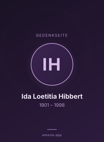 Gedenkportrait von Ida Loetitia Hibbert