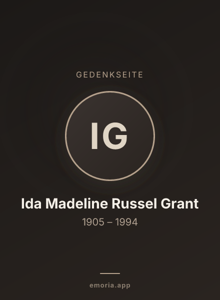 Gedenkportrait von Ida Madeline Russel Grant